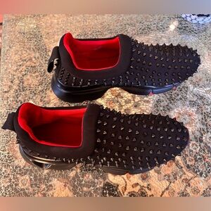 Studded Sock style black slip on sneakers wm sz 10 see pics for measurements